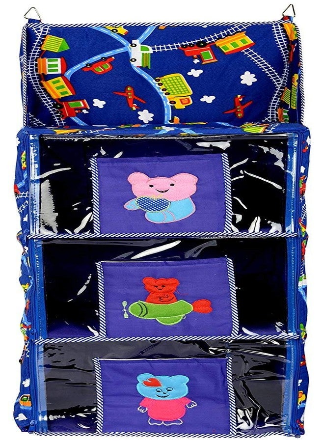 Unique Ideas Kids/Children Foldable 3 Shelf Hanging Wardrobe Design & Print May Vary.(Blue),1 Count - Image 3